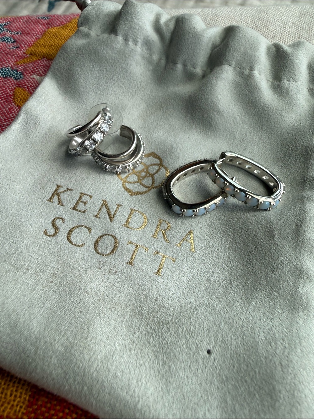 Kendra Scott Silver Crystal Huggie Hoop Earrings (2 pair) - Picture 2 of 6